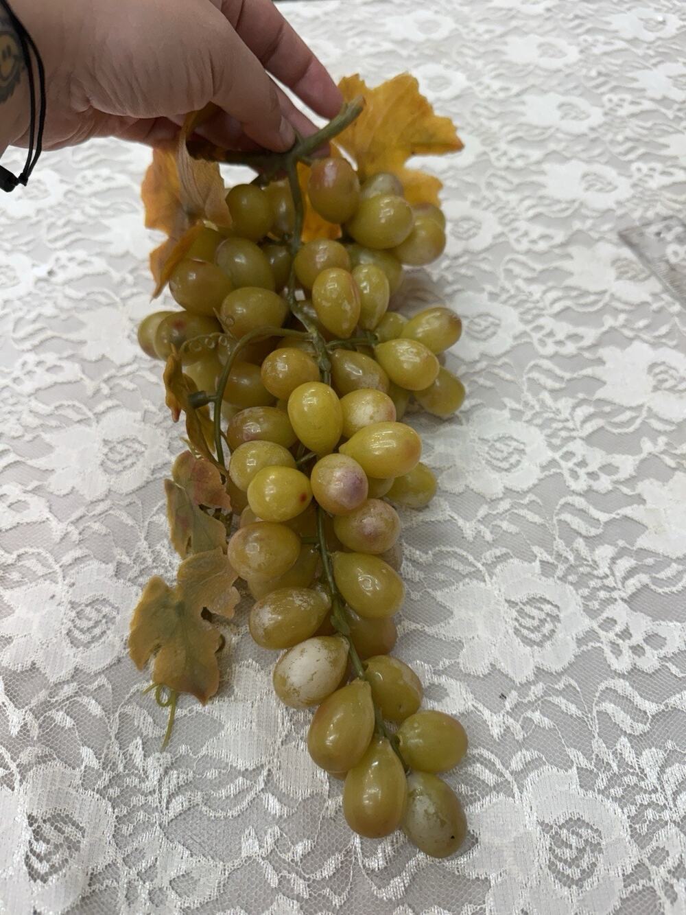 Vintage Made In Hong Kong Artificial Fruit Long Grapes Cluster Realistic 13”
